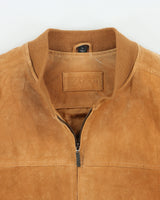 Vintage Y2K 00s John Ashford Camel Tan Suede Quilt Lined Bomber Jacket - L