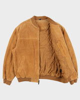Vintage Y2K 00s John Ashford Camel Tan Suede Quilt Lined Bomber Jacket - L
