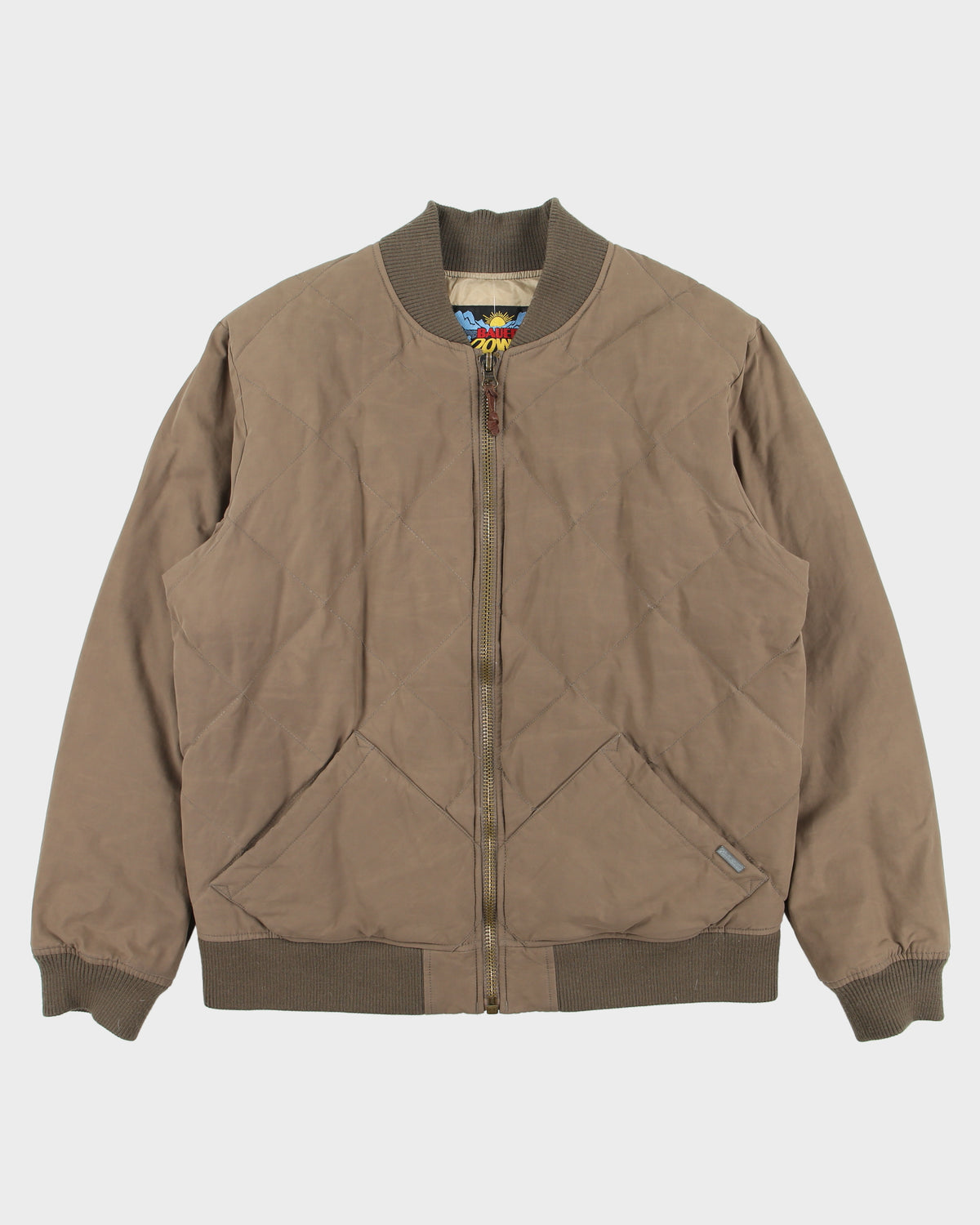 Eddie Bauer Khaki EB Originals 1936 Skyliner Goose Down Diamond Quilt Bomber Jacket - L