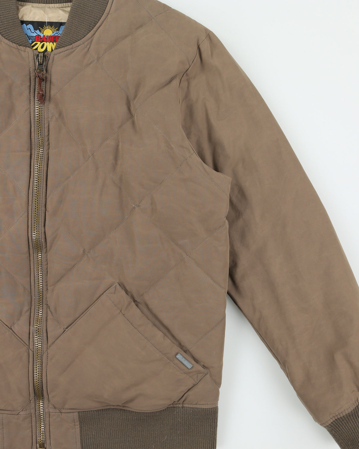 Eddie Bauer Khaki EB Originals 1936 Skyliner Goose Down Diamond Quilt Bomber Jacket - L