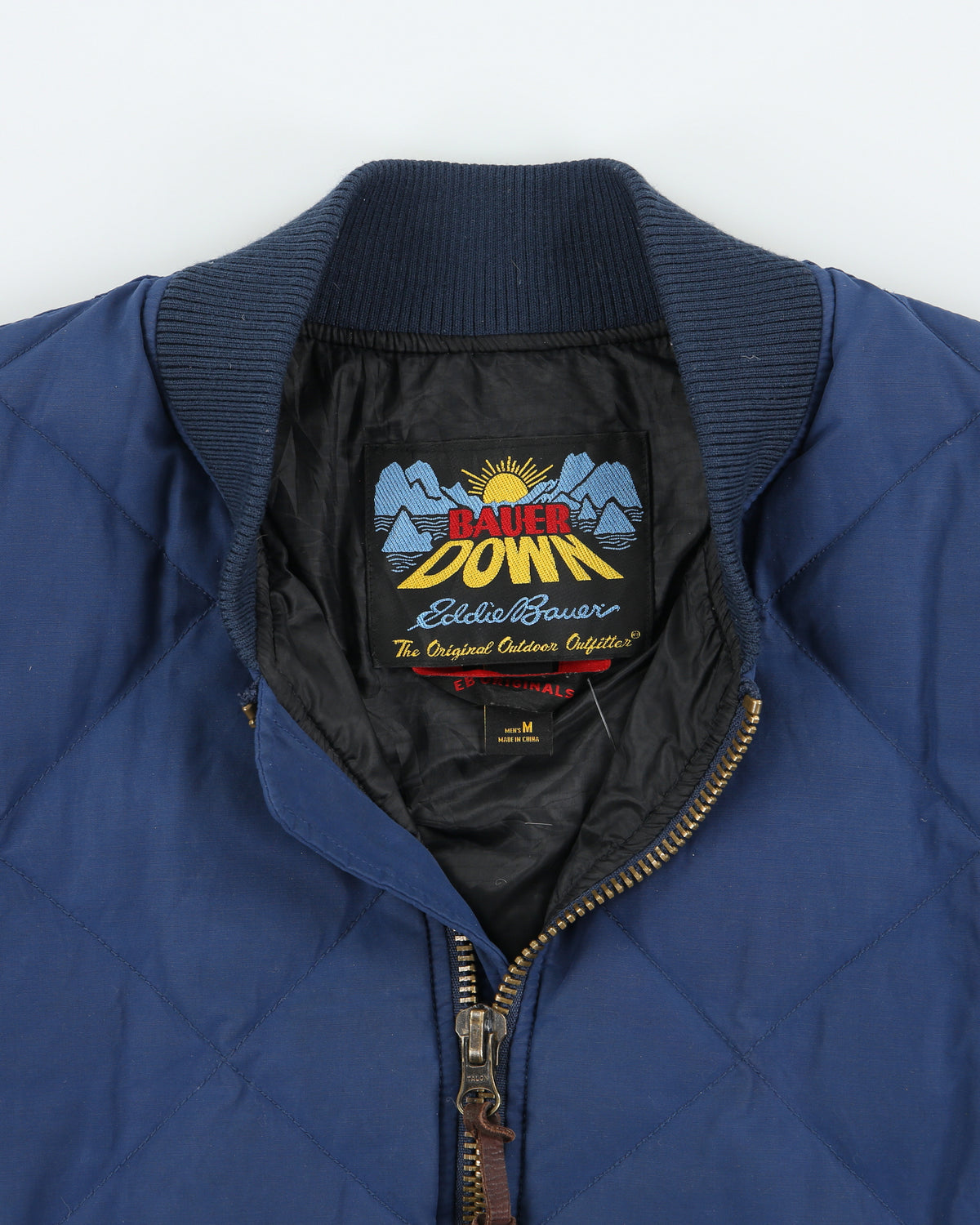 Eddie Bauer Khaki EB Originals 1936 Skyliner Goose Down Diamond Quilt Bomber Jacket - M