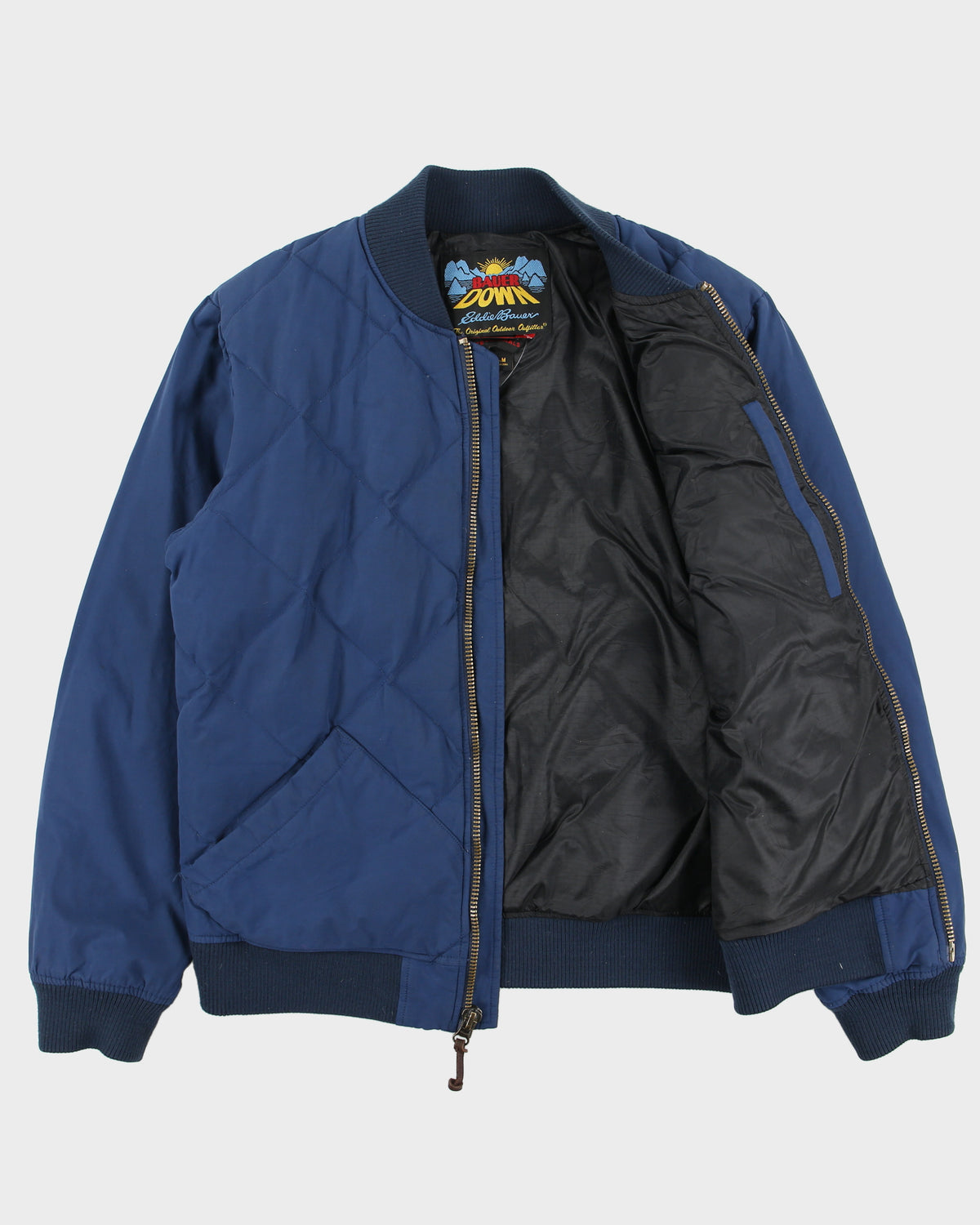 Eddie Bauer Khaki EB Originals 1936 Skyliner Goose Down Diamond Quilt Bomber Jacket - M
