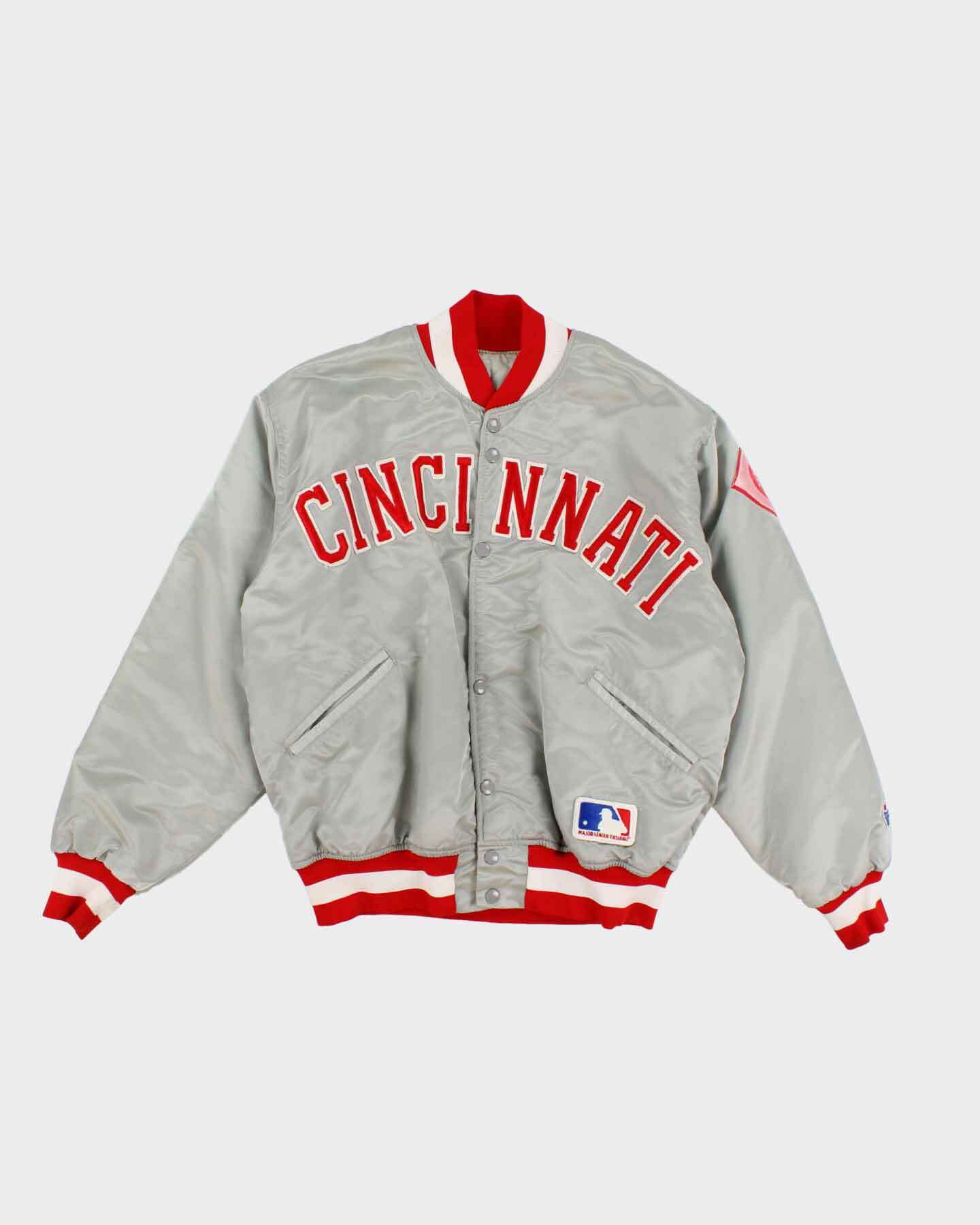 Vintage 90s Cincinnati Reds Grey / Silver MLB Baseball / Varsity Jacket - S