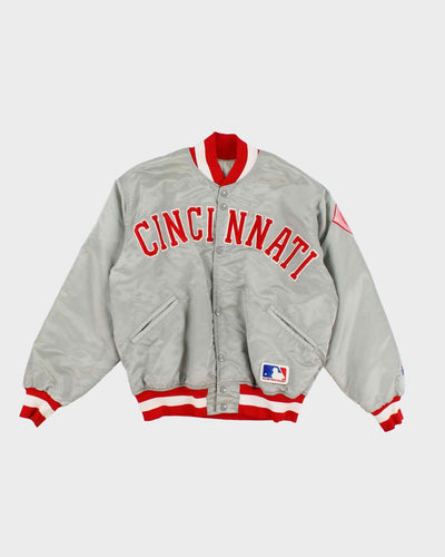 Vintage 90s Cincinnati Reds Grey / Silver MLB Baseball / Varsity Jacket - S