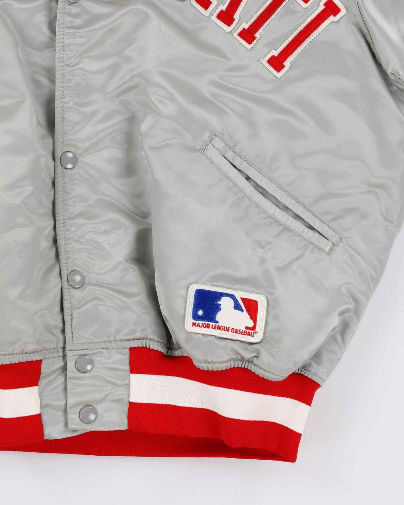 Vintage 90s Cincinnati Reds Grey / Silver MLB Baseball / Varsity Jacket - S
