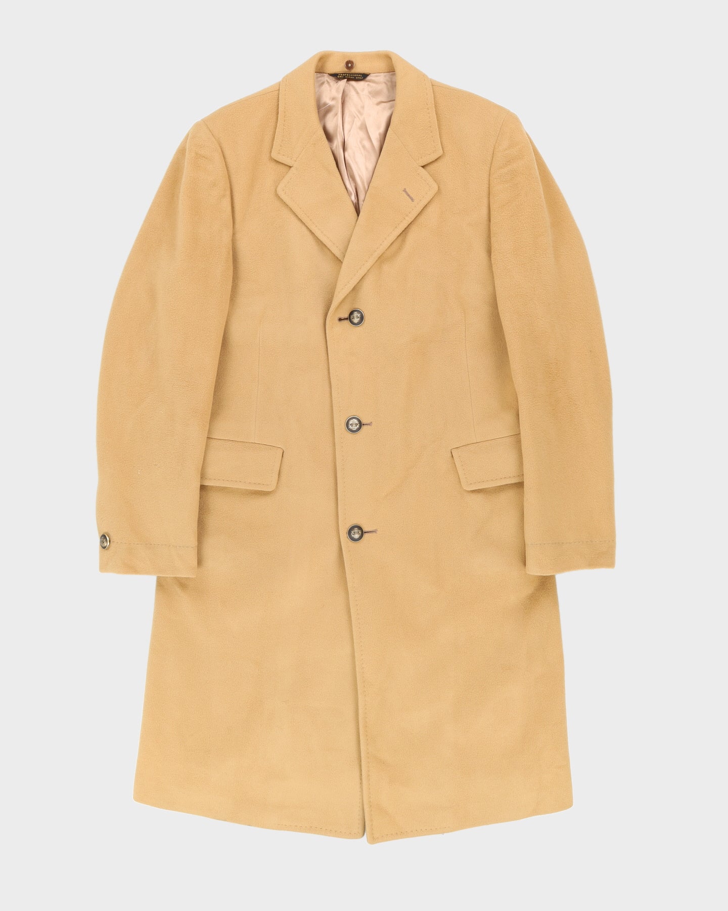 Beige Mongolian Cashmere Overcoat - S