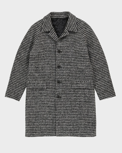 Solid Homme Grey Houndstooth Overcoat - M