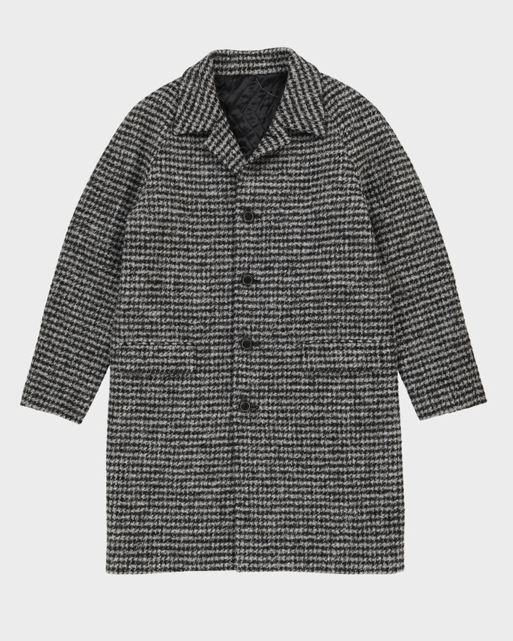 Solid Homme Grey Houndstooth Overcoat - M