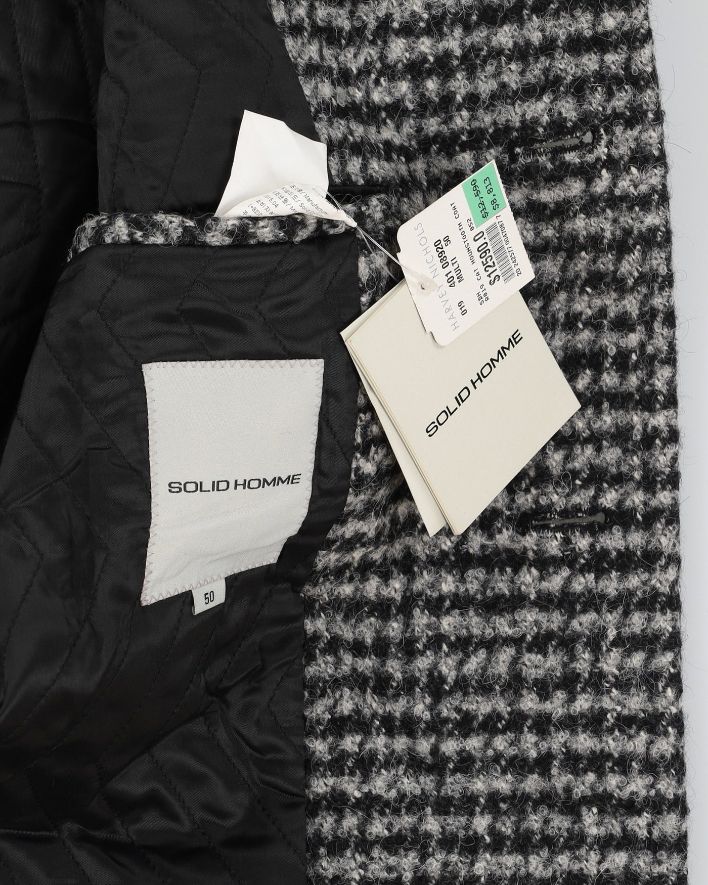 Solid Homme Grey Houndstooth Overcoat - M