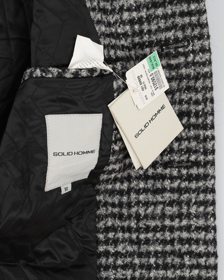 Solid Homme Grey Houndstooth Overcoat - M