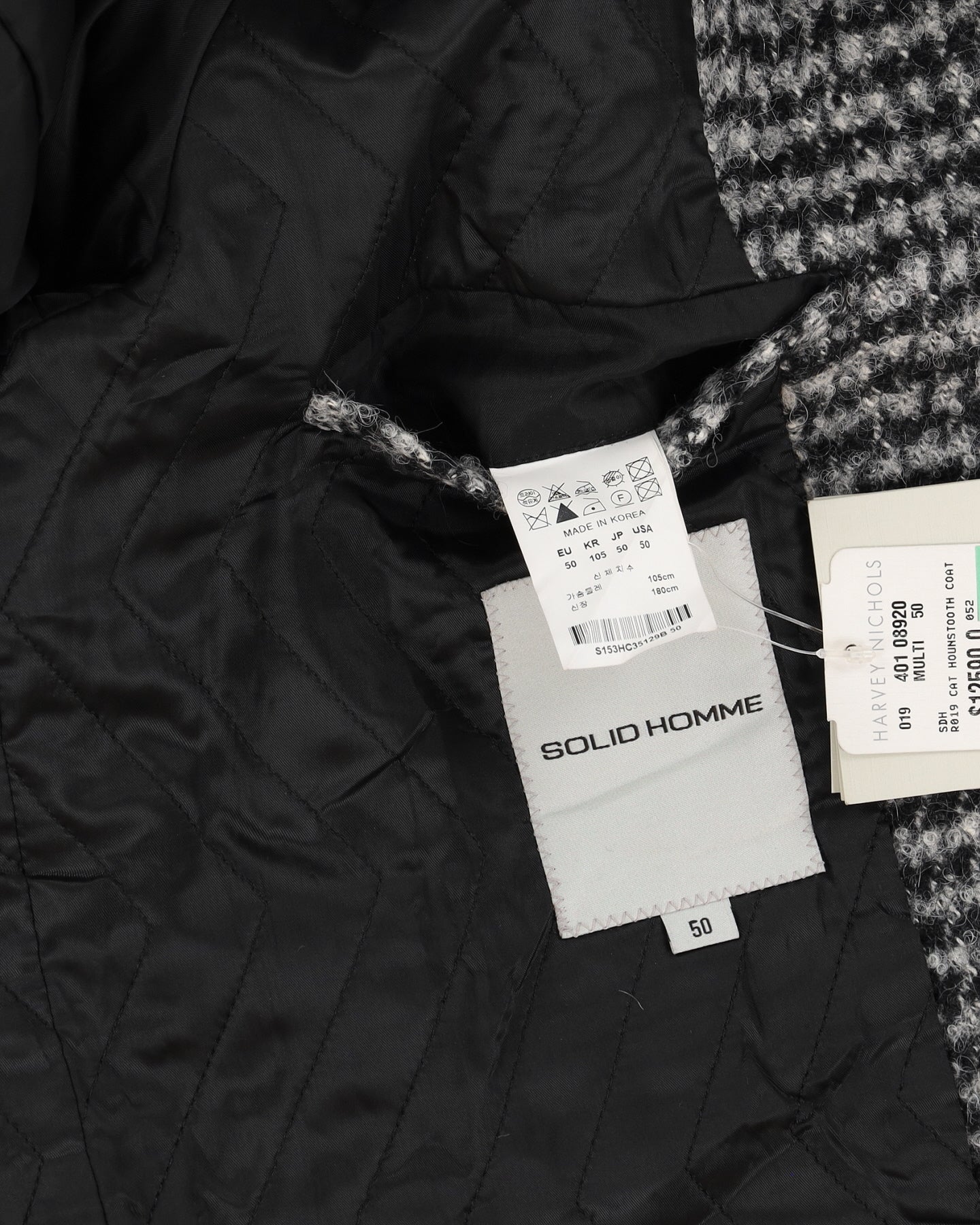 Solid Homme Grey Houndstooth Overcoat - M