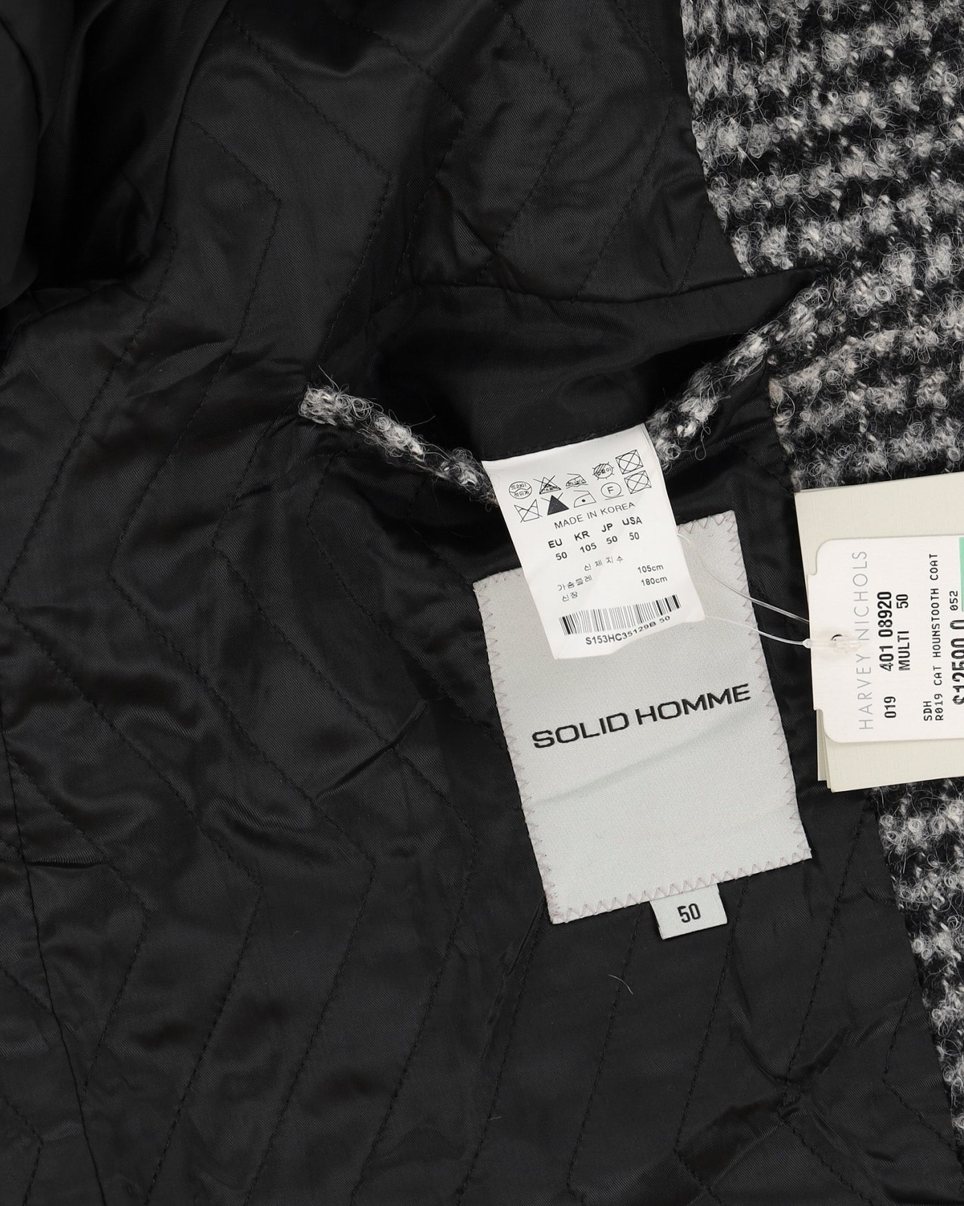 Solid Homme Grey Houndstooth Overcoat - M