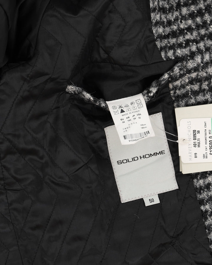 Solid Homme Grey Houndstooth Overcoat - M