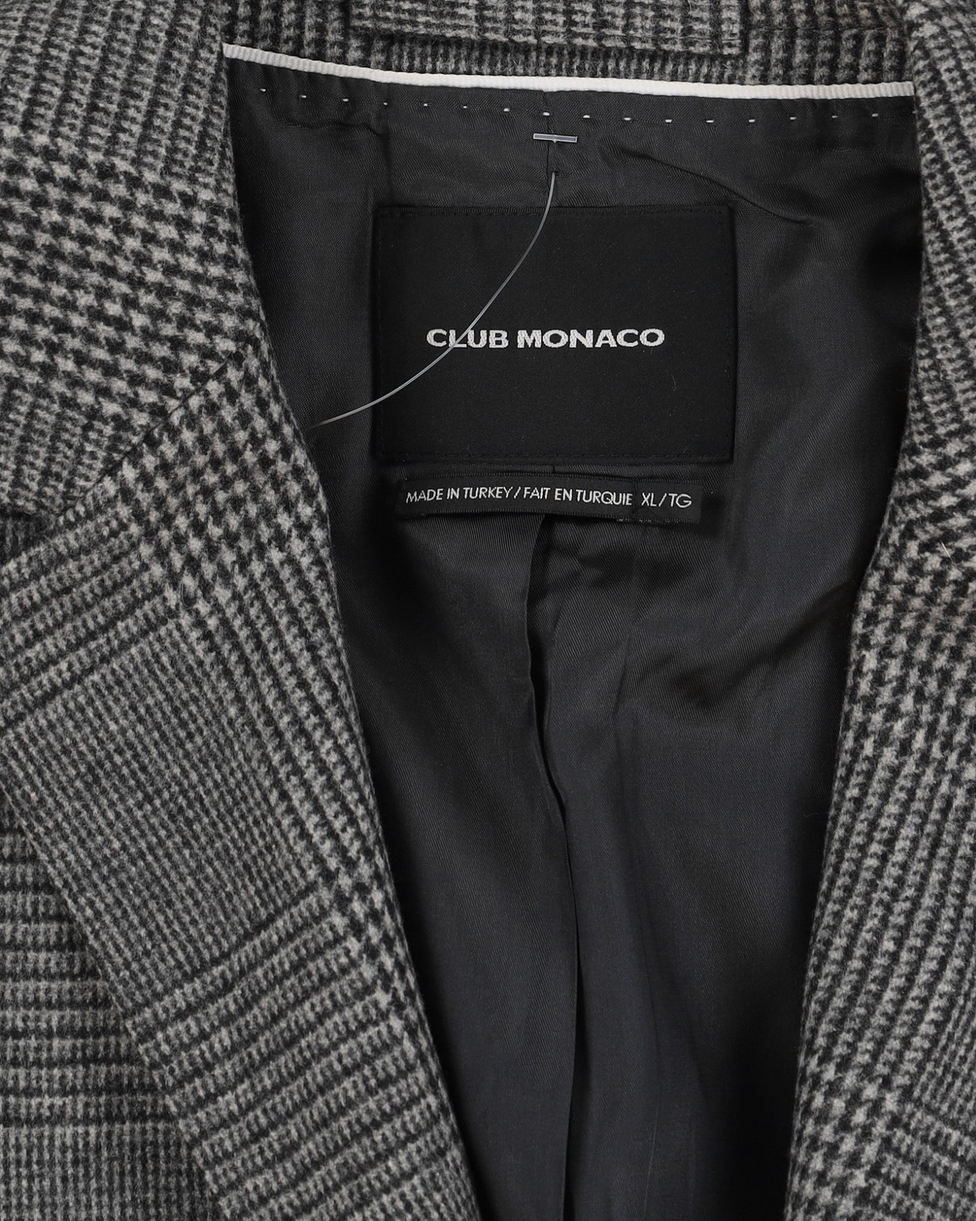 Club Monaco Grey Checked Overcoat - L