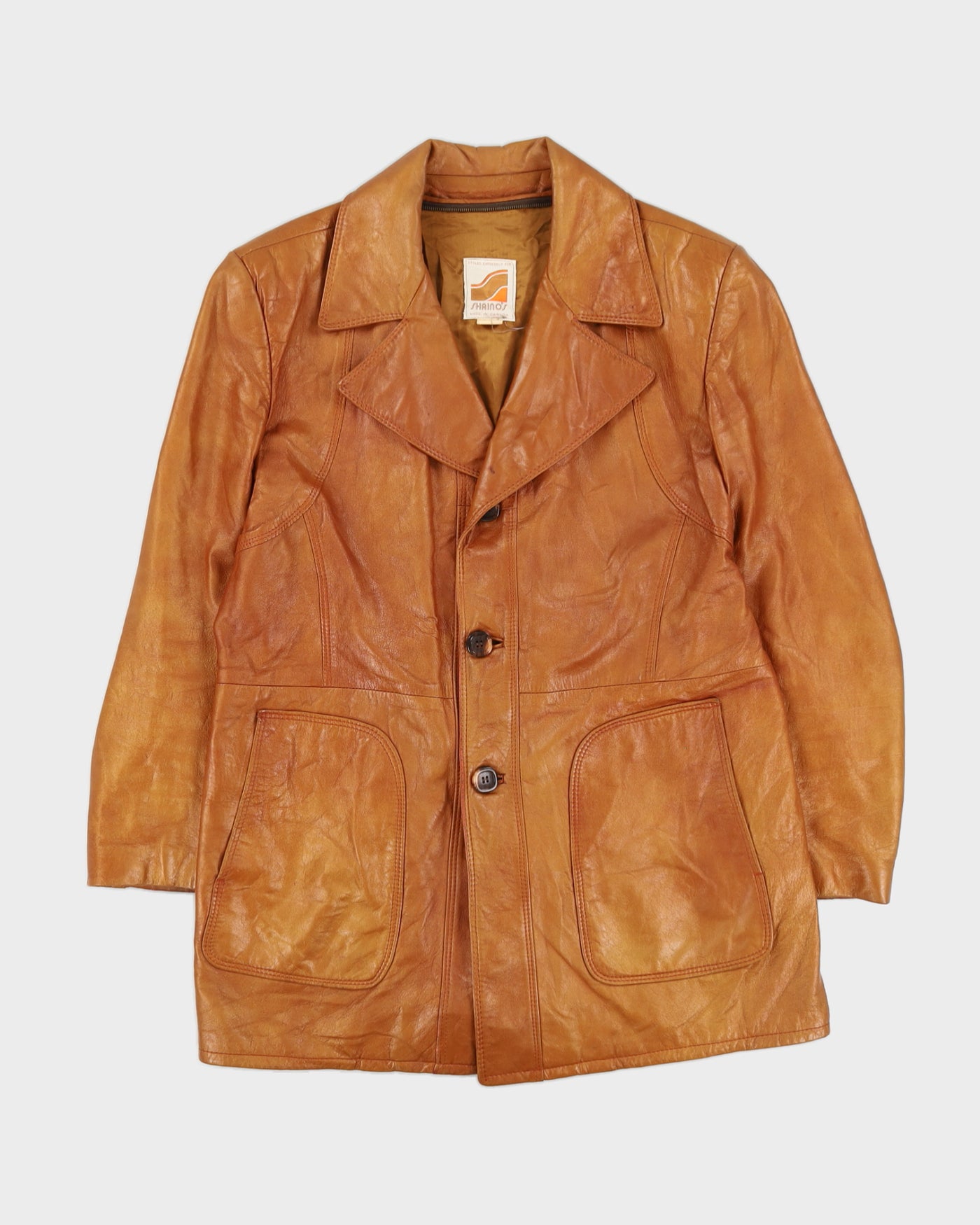 Vintage 70s Shaino's Brown Leather Jacket - L