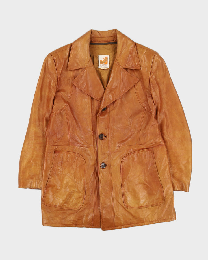 Vintage 70s Shaino's Brown Leather Jacket - L