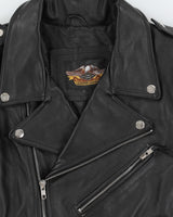 00s Harley Davidson Black Biker Leather Jacket - S