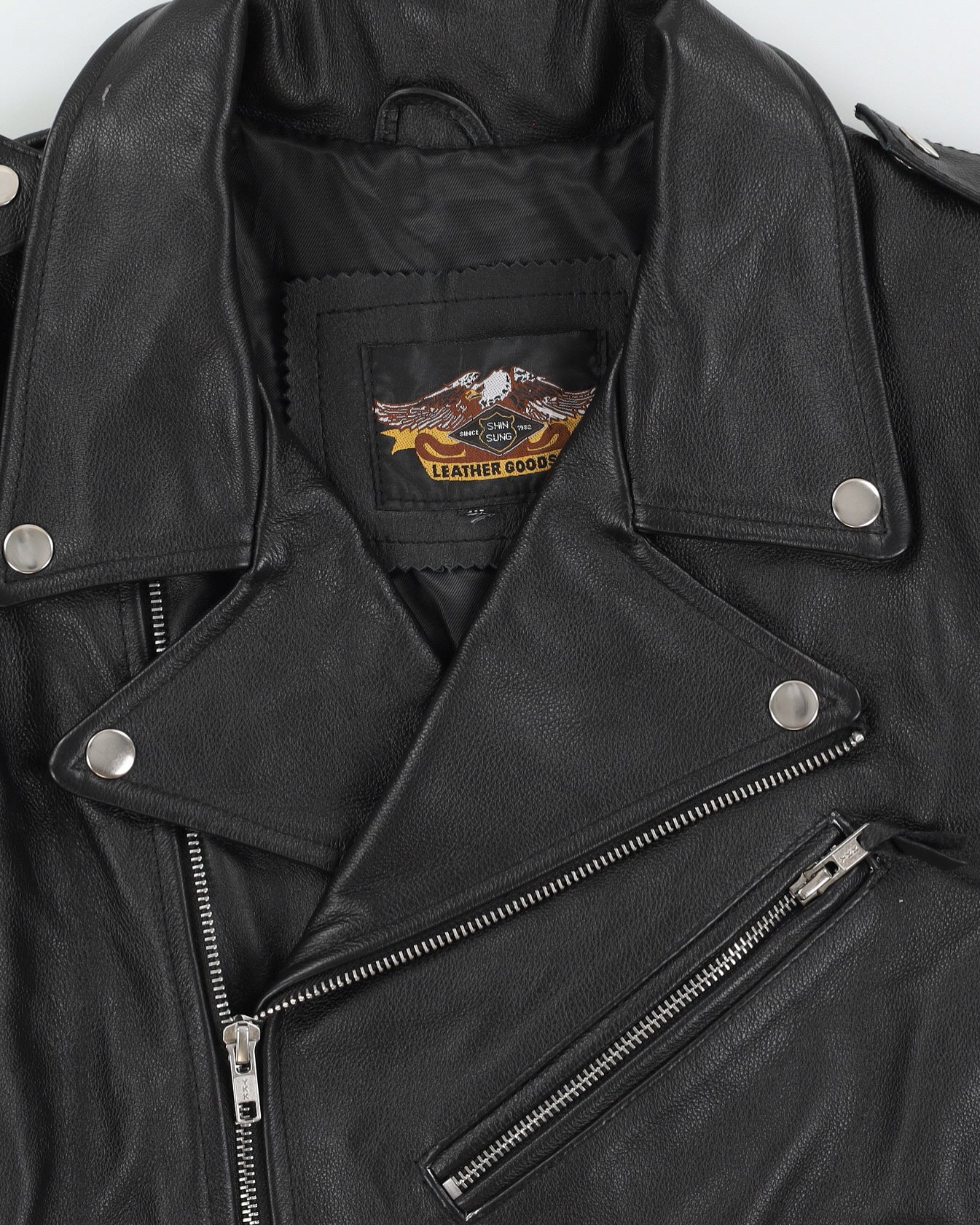 00s Harley Davidson Black Biker Leather Jacket - S