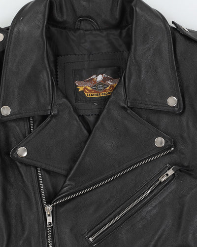 00s Harley Davidson Black Biker Leather Jacket - S