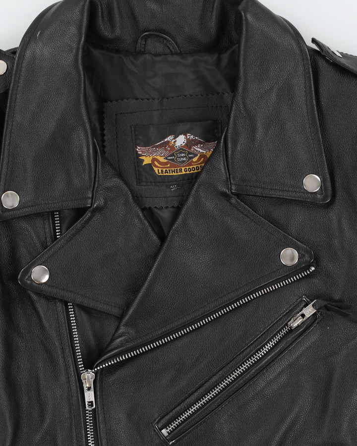 00s Harley Davidson Black Biker Leather Jacket - S