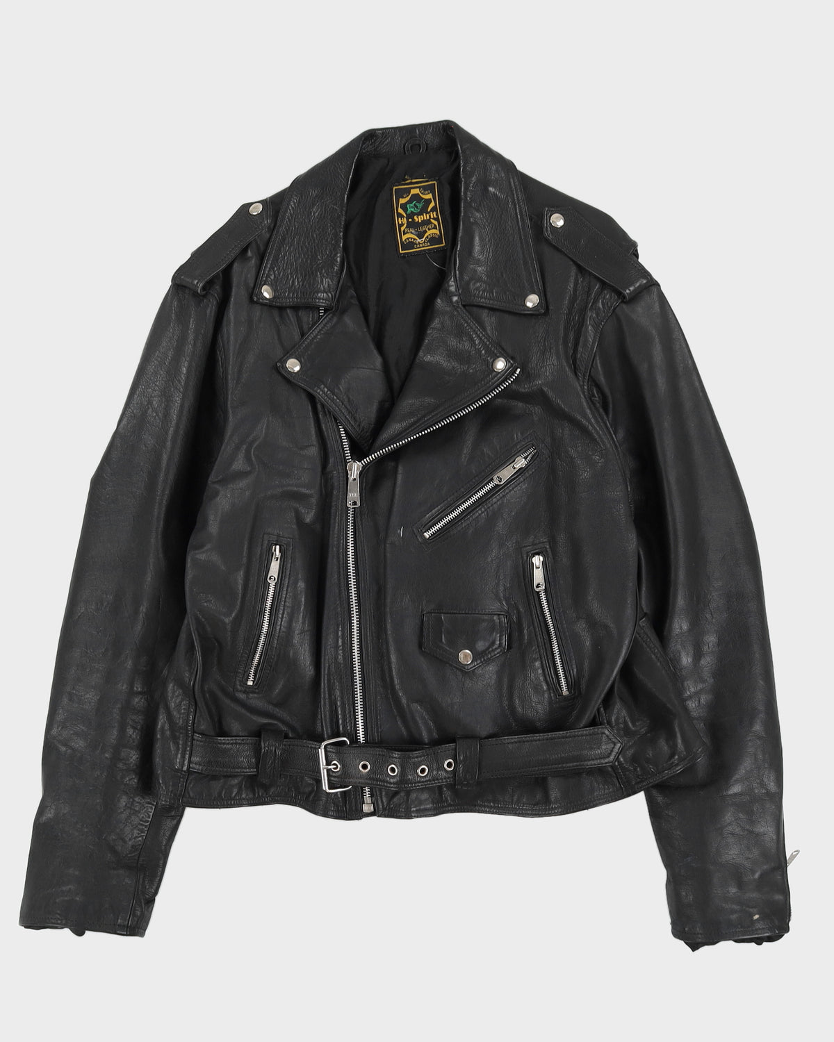 Vintage 90s Hi - Spirit Black Biker Leather Jacket - M