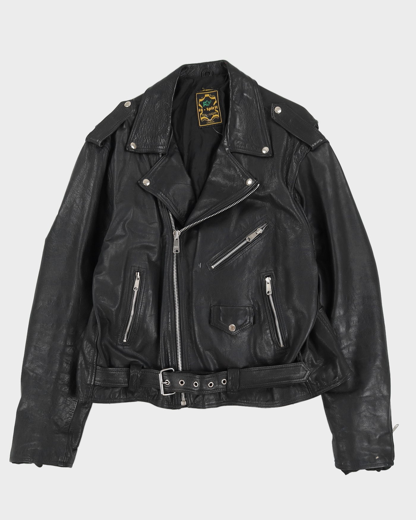 Vintage 90s Hi - Spirit Black Biker Leather Jacket - M