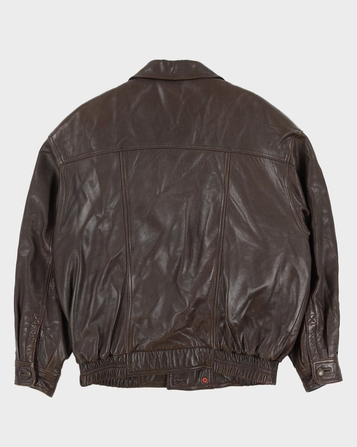 Vintage 80s Yves Saint Laurent Brown Leather Jacket - L