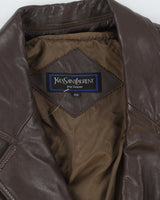 Vintage 80s Yves Saint Laurent Brown Leather Jacket - L
