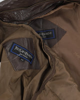 Vintage 80s Yves Saint Laurent Brown Leather Jacket - L