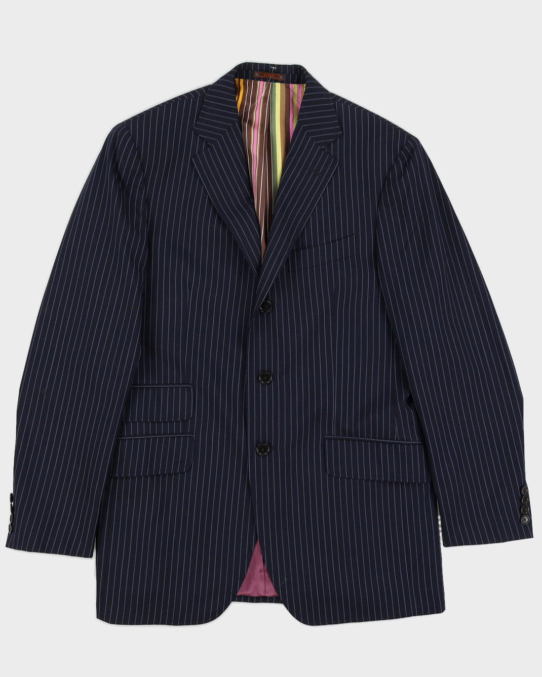 Vintage 90s Etro Navy Pinstripe Blazer - M