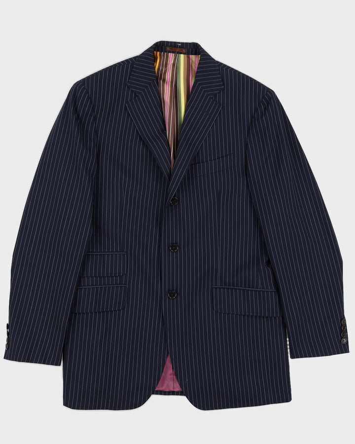Vintage 90s Etro Navy Pinstripe Blazer - M