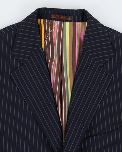 Vintage 90s Etro Navy Pinstripe Blazer - M