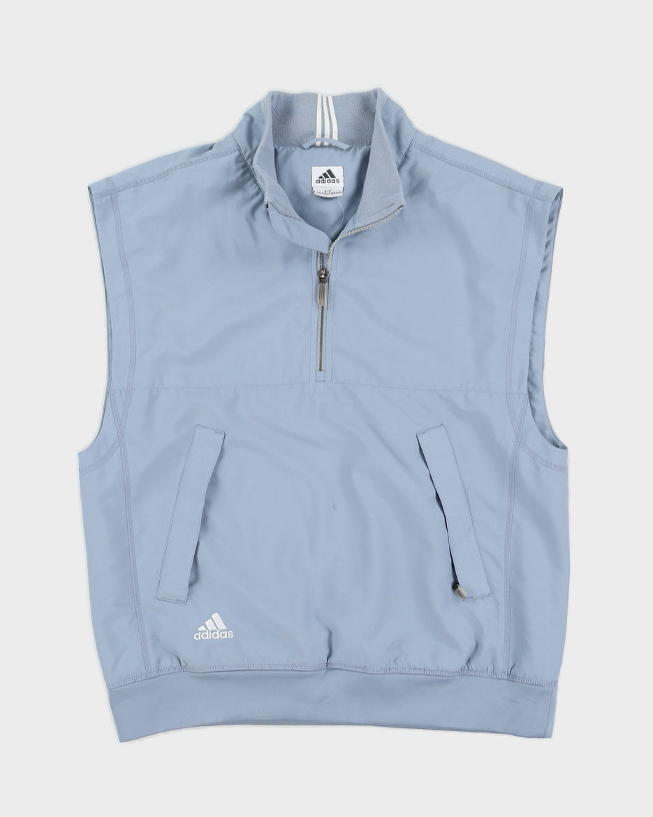 00s Y2K Adidas Baby Blue Half Zip Gilet - M