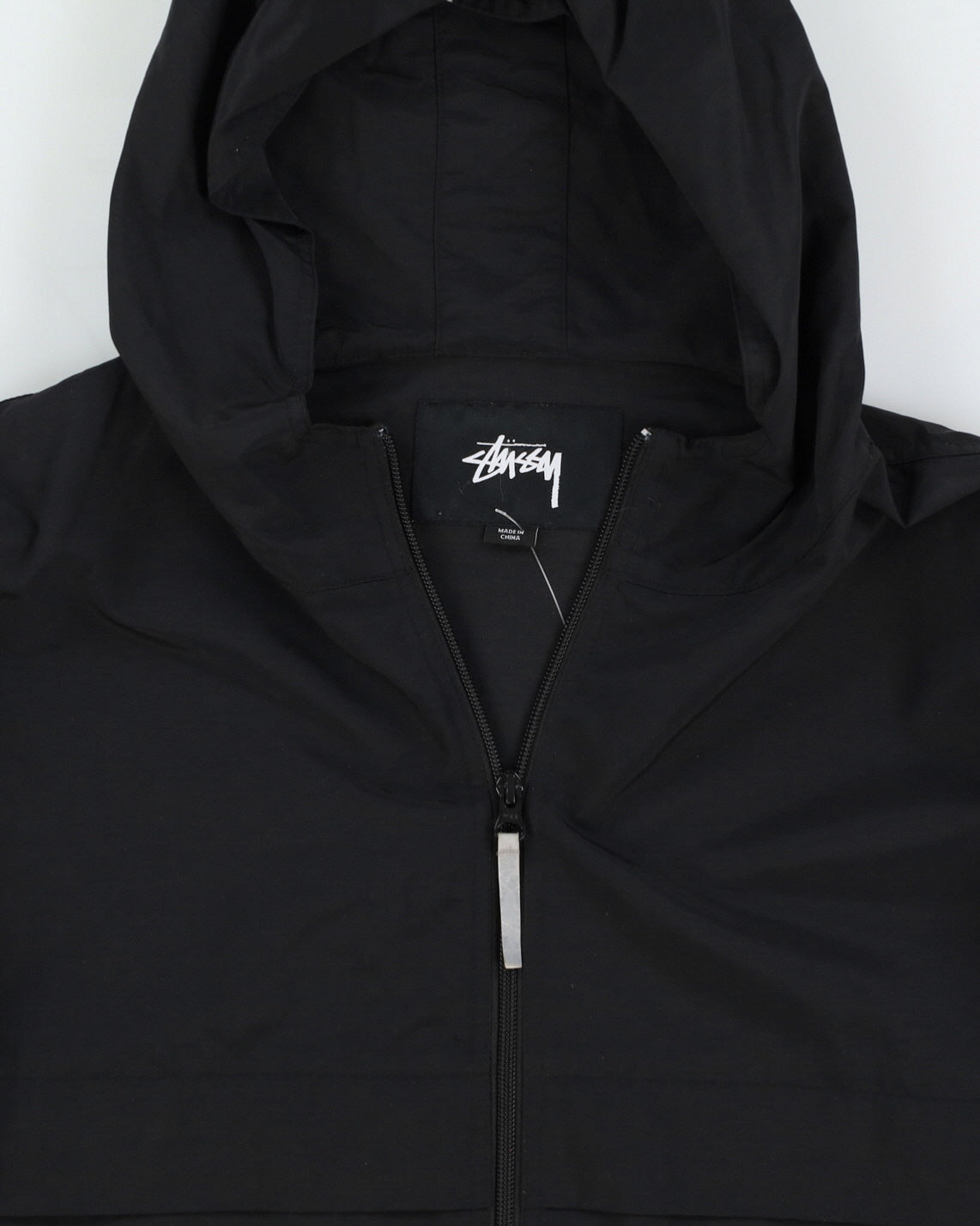 Stussy Black Nylon Hooded Jacket - S