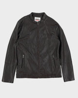 Y2K 00s Kamikaze Brown Pleather Moto Jacket - S