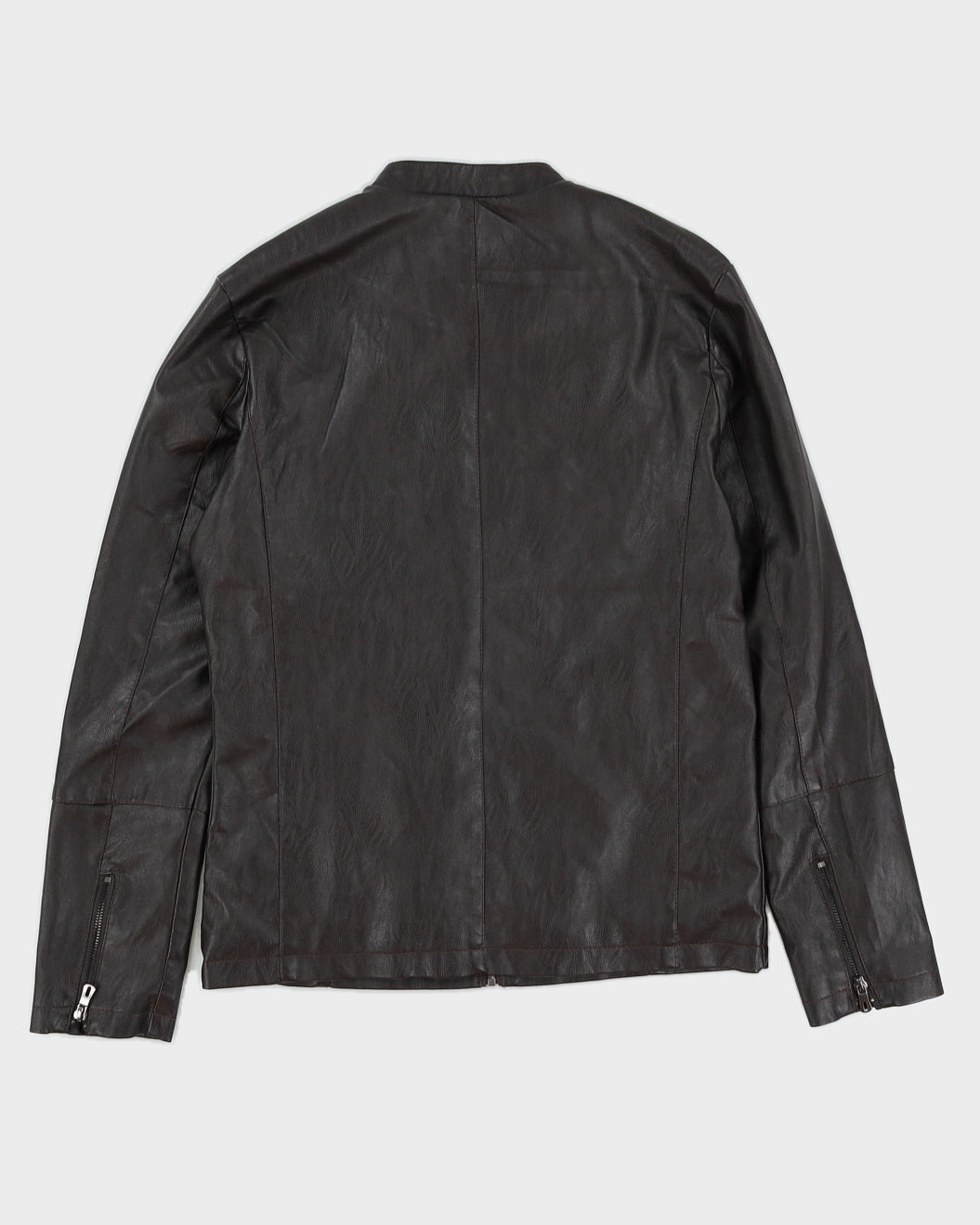 Y2K 00s Kamikaze Brown Pleather Moto Jacket - S