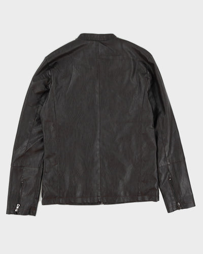 Y2K 00s Kamikaze Brown Pleather Moto Jacket - S