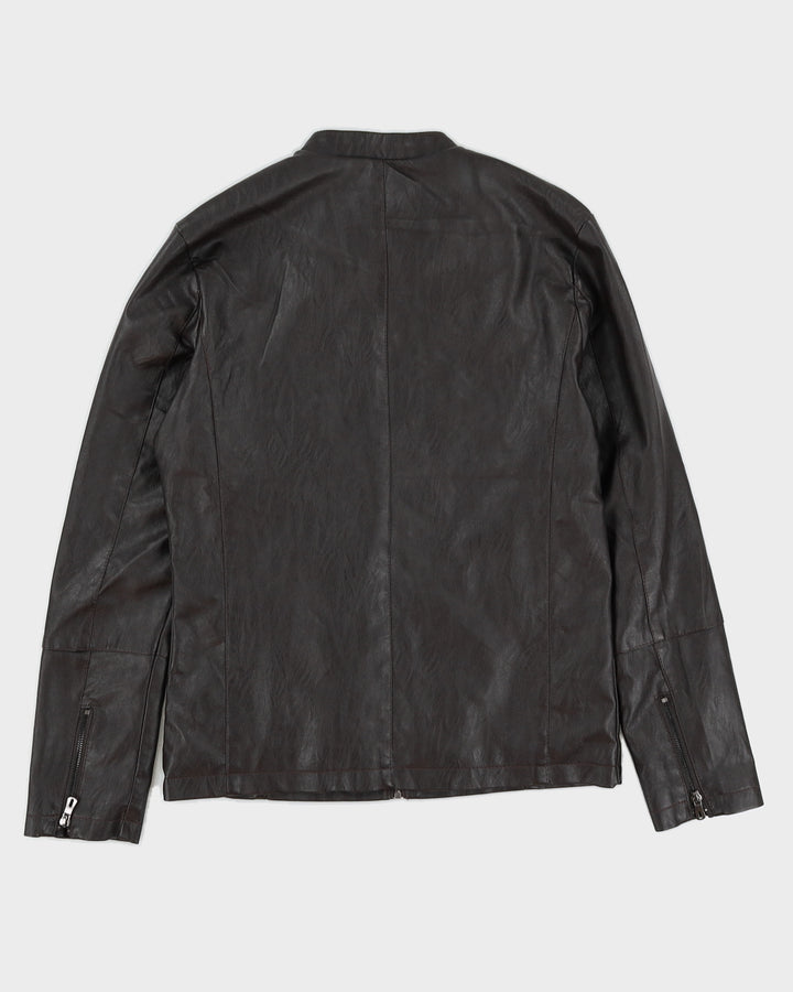 Y2K 00s Kamikaze Brown Pleather Moto Jacket - S