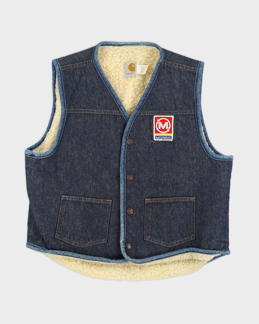 Vintage 70s Carhartt Denim Fleeced Lined Gilet - M