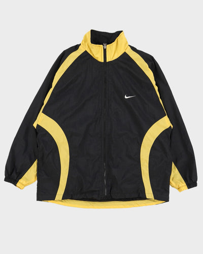 Vintage 90s Nike Black / Yellow Embroidered Logo Track Jacket - M