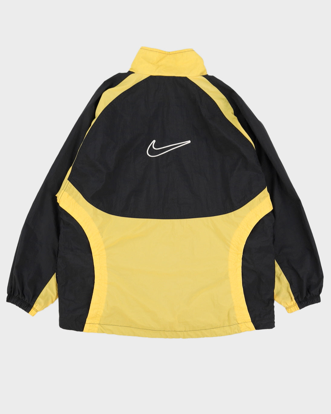 Vintage 90s Nike Black / Yellow Embroidered Logo Track Jacket - M