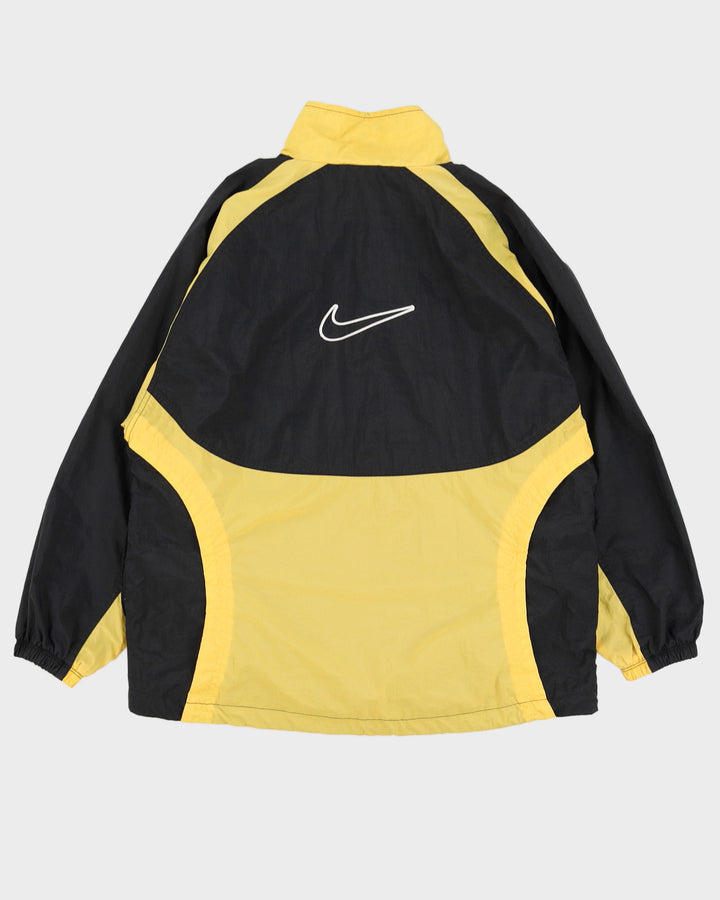 Vintage 90s Nike Black / Yellow Embroidered Logo Track Jacket - M