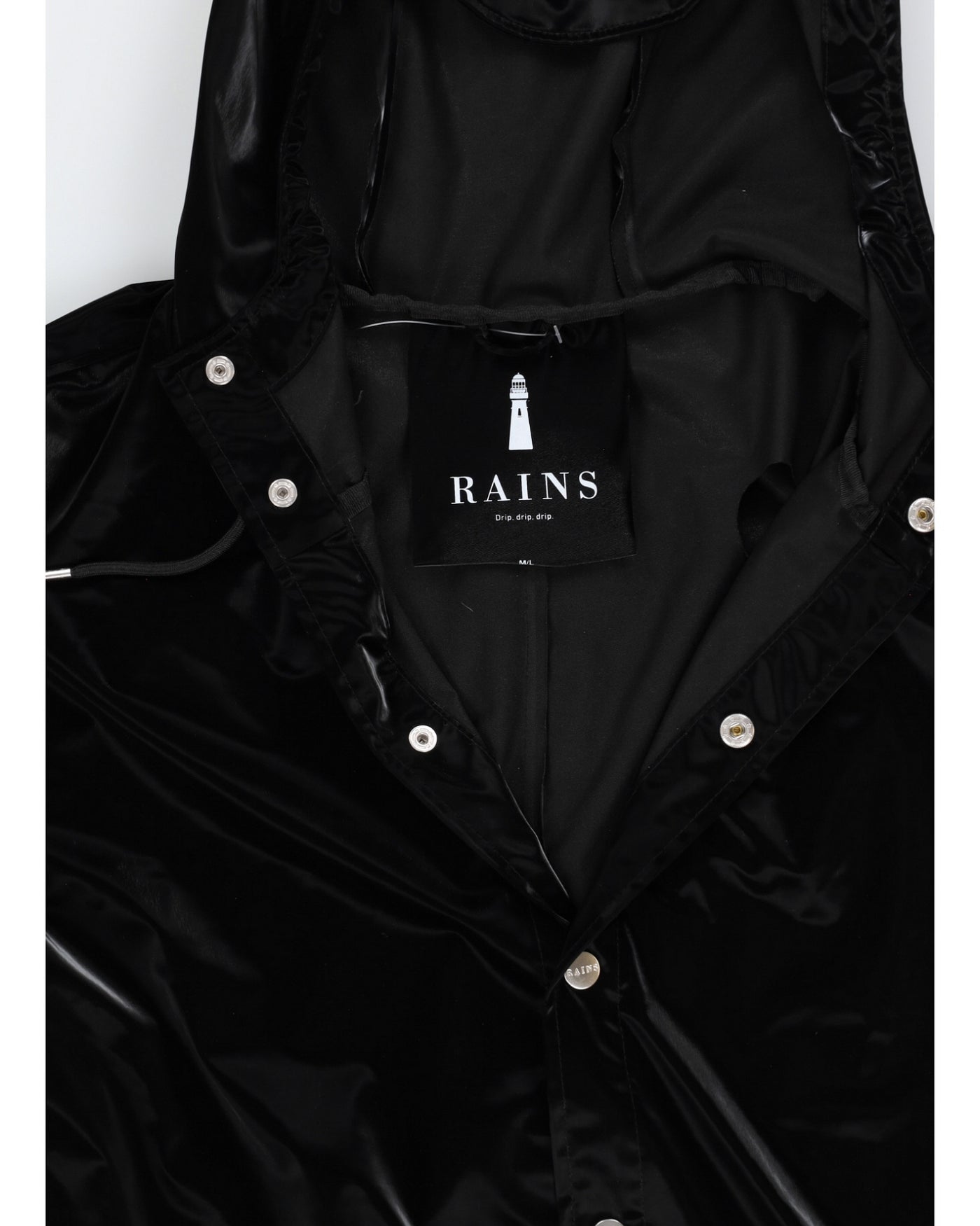 Rains Patent Black Raincoat - L