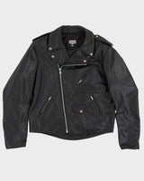 Vintage 90s Export Black Leather Jack Daniels Jacket - XXL
