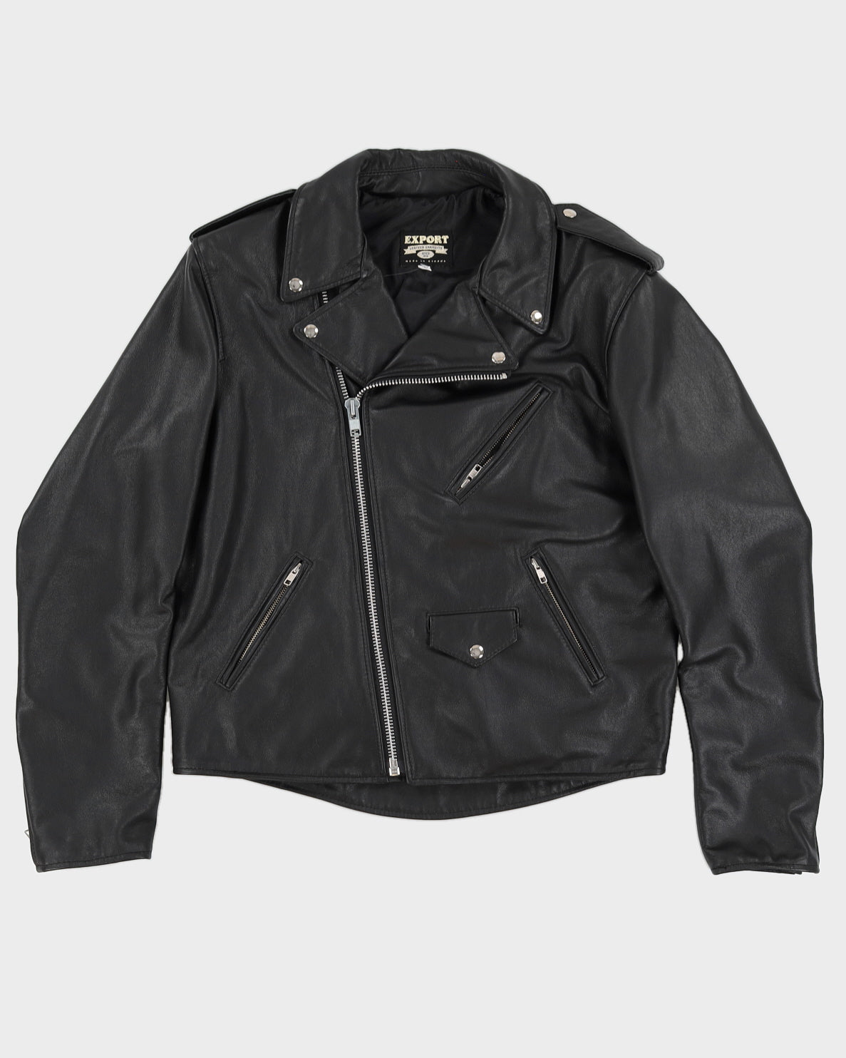 Vintage 90s Export Black Leather Jack Daniels Jacket - XXL