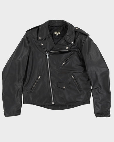 Vintage 90s Export Black Leather Jack Daniels Jacket - XXL