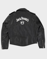 Vintage 90s Export Black Leather Jack Daniels Jacket - XXL