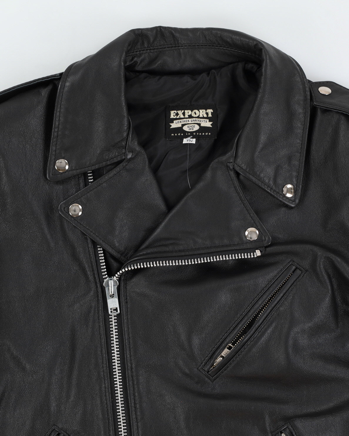 Vintage 90s Export Black Leather Jack Daniels Jacket - XXL