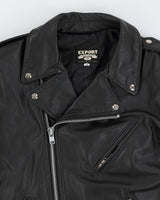 Vintage 90s Export Black Leather Jack Daniels Jacket - XXL