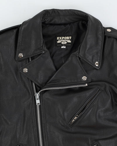 Vintage 90s Export Black Leather Jack Daniels Jacket - XXL